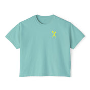 "DRINK COFFEE. LFT HVY SHT. LIVE KIND." Women's Boxy Crop T-Shirt