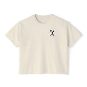 "DRINK COFFEE. LFT HVY SHT. LIVE KIND." Women's Boxy Crop T-Shirt