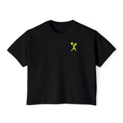 "DRINK COFFEE. LFT HVY SHT. LIVE KIND." Women's Boxy Crop T-Shirt